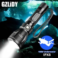 powerful t6l2 led diving flashlight professional underwater torch ipx8 waterproof grade lamp super bright 18650 dive lantern