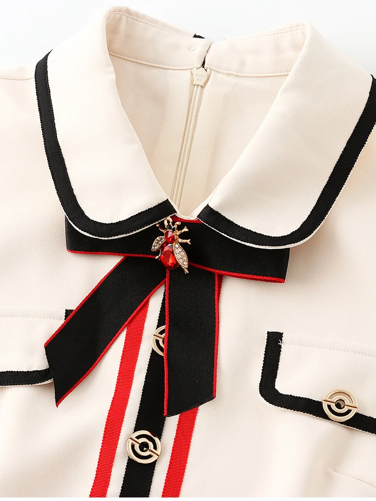 

French Socialite Elegant Mini Dress Women 2021 Summer Cute Doll Collar Short Sleeve Fashionable Slimming Short Feminine Dress