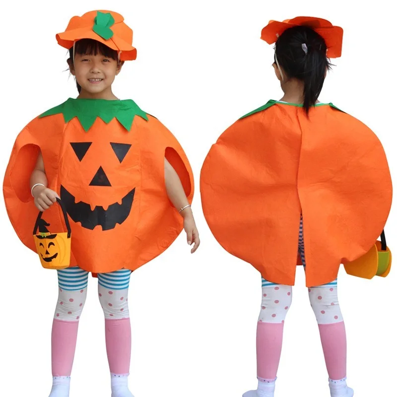 

Adult Children Party Masquerade Show Cute Funny Personality Pumpkin Costume Hat Bag Boys Girls Orange Cosplay Halloween
