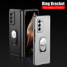 Luxury Armor Shockproof Ring Holder Case For Samsung galaxy Z Fold 3 2 Case Hard PC Protective Cover For Galaxy Fold 1