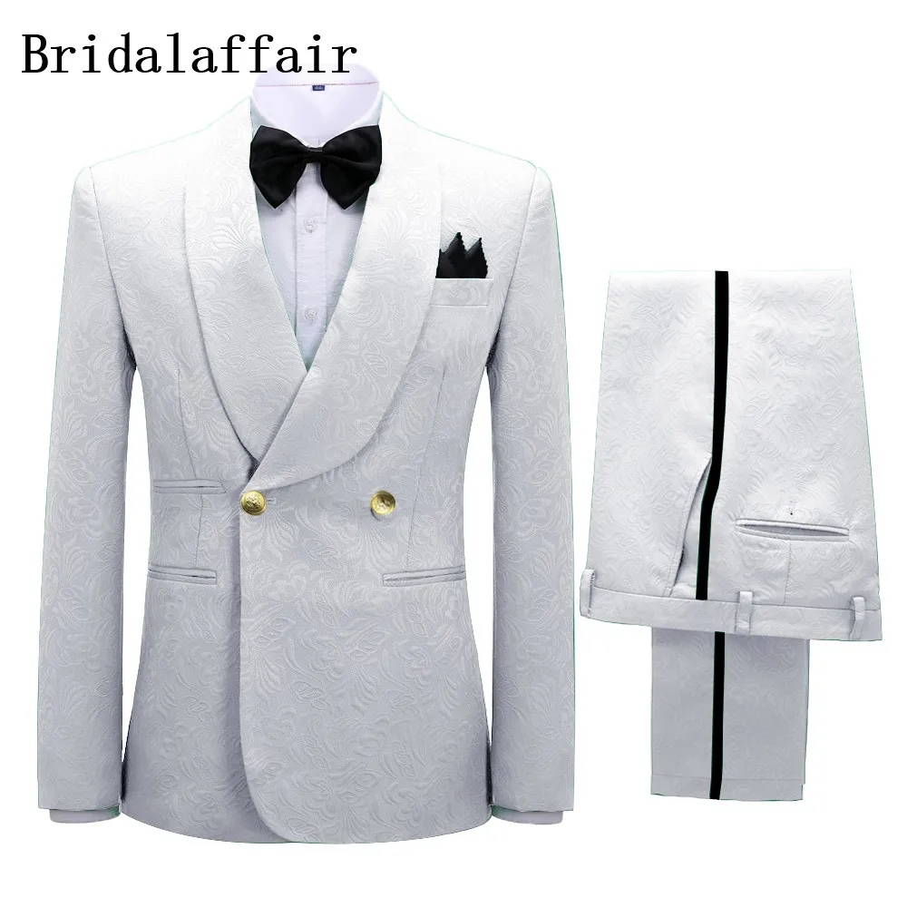 Высококачественные белые смокинги для жениха Bridalaffair 2021 года с пейсли рисунком
