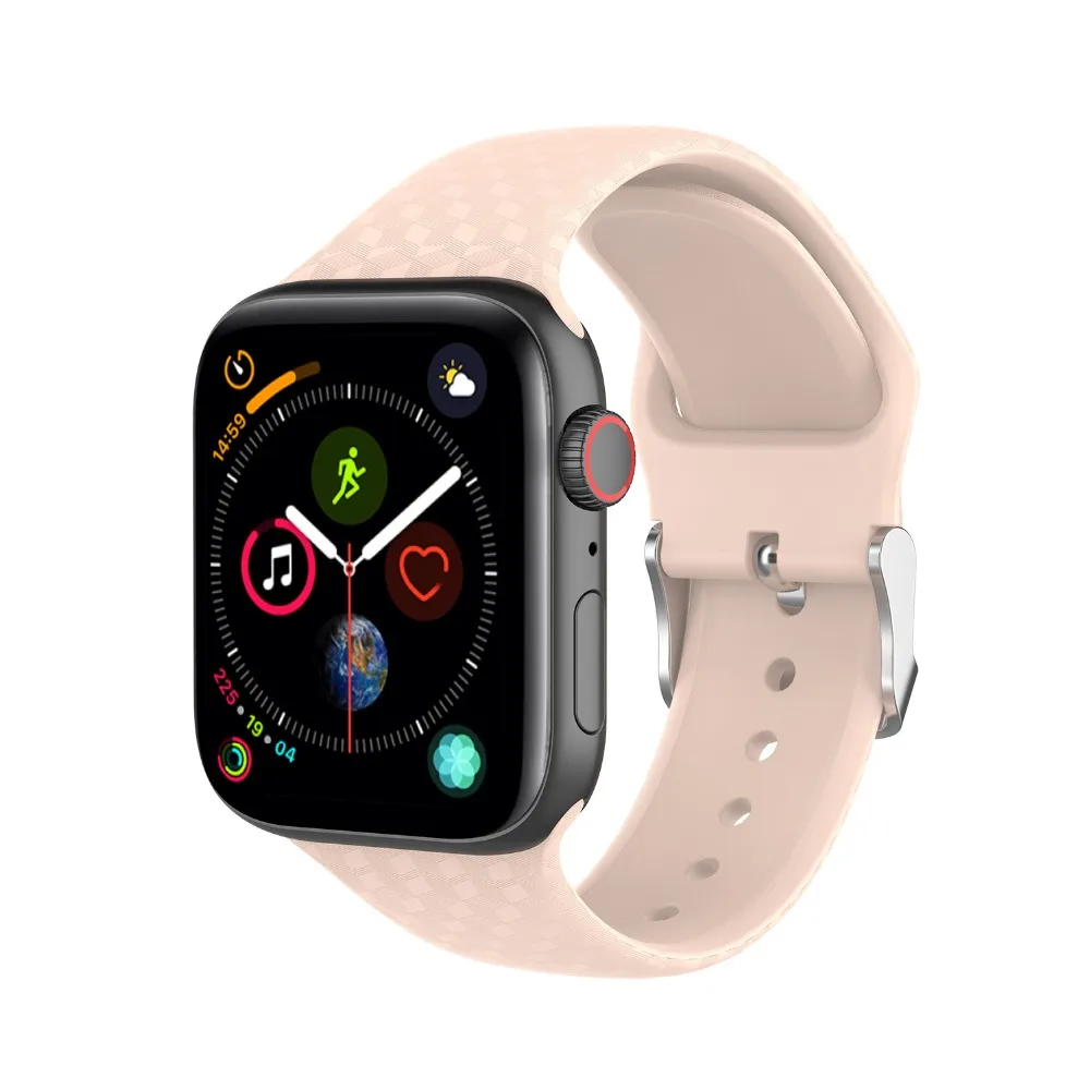3D текстура Silicond ремешок для наручных часов Apple Watch 4 38 мм 40 мм 42 44 мм Спортивные Мягкие модные ремешки наручных часов Iwatch серии 4/1/2/3