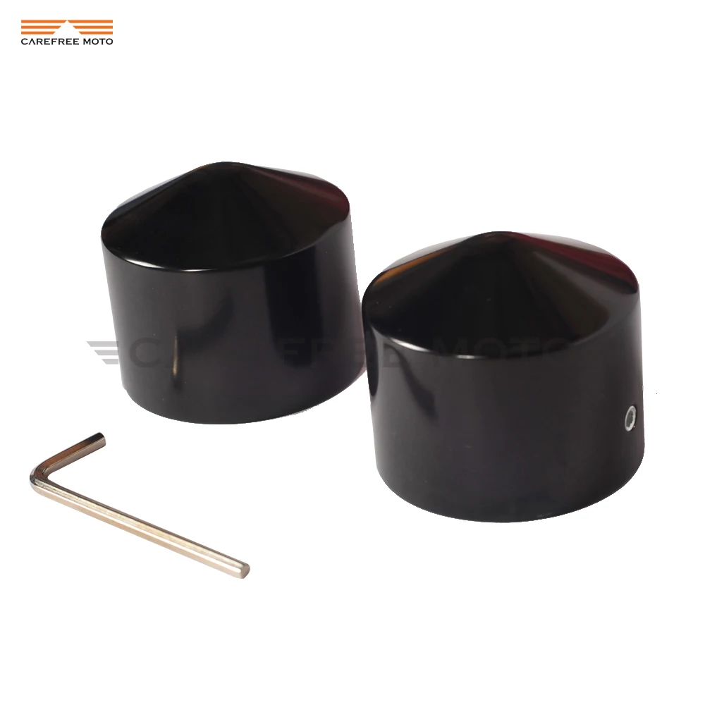 

Black Motorcycle Front Axle Nut Cover Bolt Case for Harley Davidson Touring Softail Road King Glide Dyna