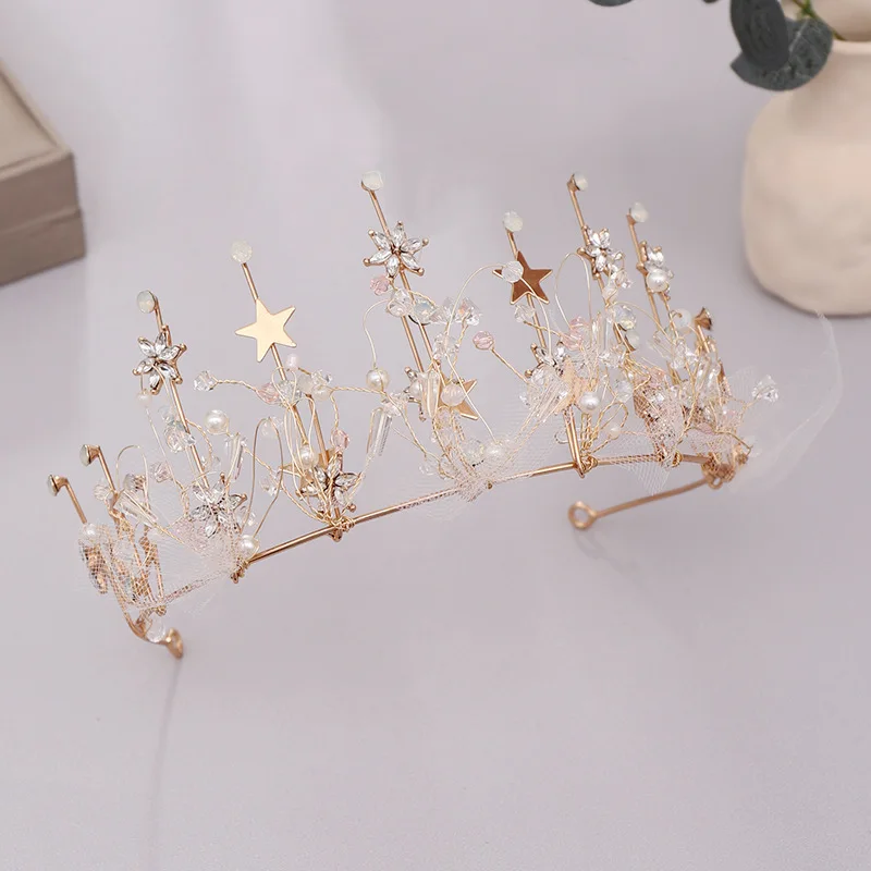 FORSEVEN ручной работы звезда тиара пентаграмма стразы короны резинка для волос