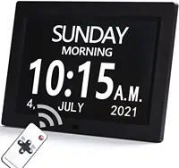 Digital Calendar Alarm Clock for Elderly, 10” Large Screen Display, for Impaired Vision People, Aged, Dementia, Wall Mounted