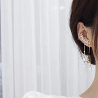 fashion design bohemia tassel cz women ear hook 14k gold plated ear clip double perced earring earrings women girls jewel