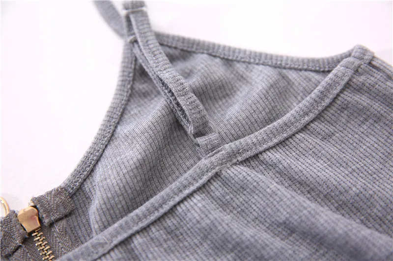 Женский Облегающий комбинезон на молнии однотонный трикотажный эластичный лето