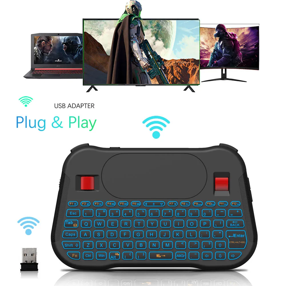 Мини 2 4G Беспроводная воздушная мышь с английской подсветкой Клавиатура Тачпад