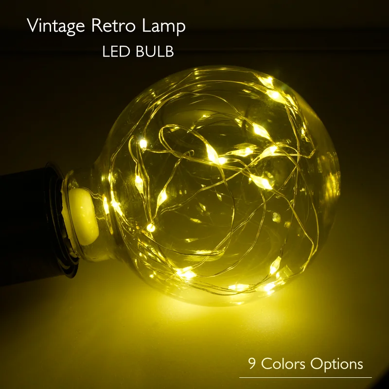 

Vintage Filament Round Led Bulb Retro Multi Colors Lamp E27 AC85V-265V Copper Wire String Lampada Decor Holiday Xmas Lighting