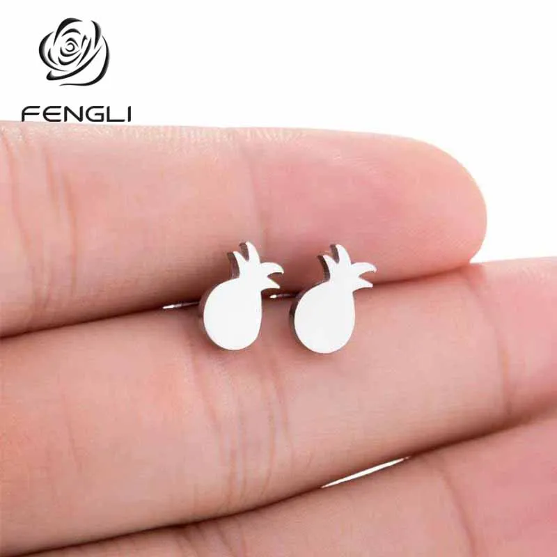 Женские серьги-гвоздики с ананасом FENGLI модные шикарные тропические фруктовые