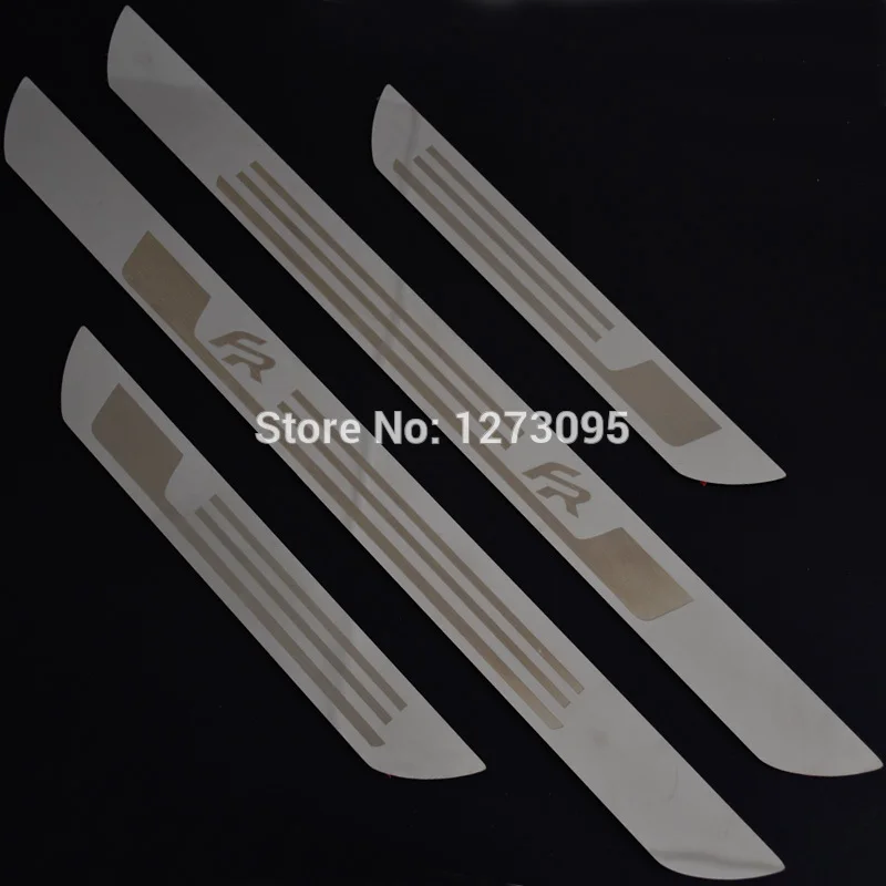 Stainless Chrome Для SEAT LEON ARONA ATECA IBIZA FR Нержавеющая Накладка на дверной порог, защитная накладка, наклейка, аксессуары для стайлинга автомобилей - Цвет: Stainless Chrome