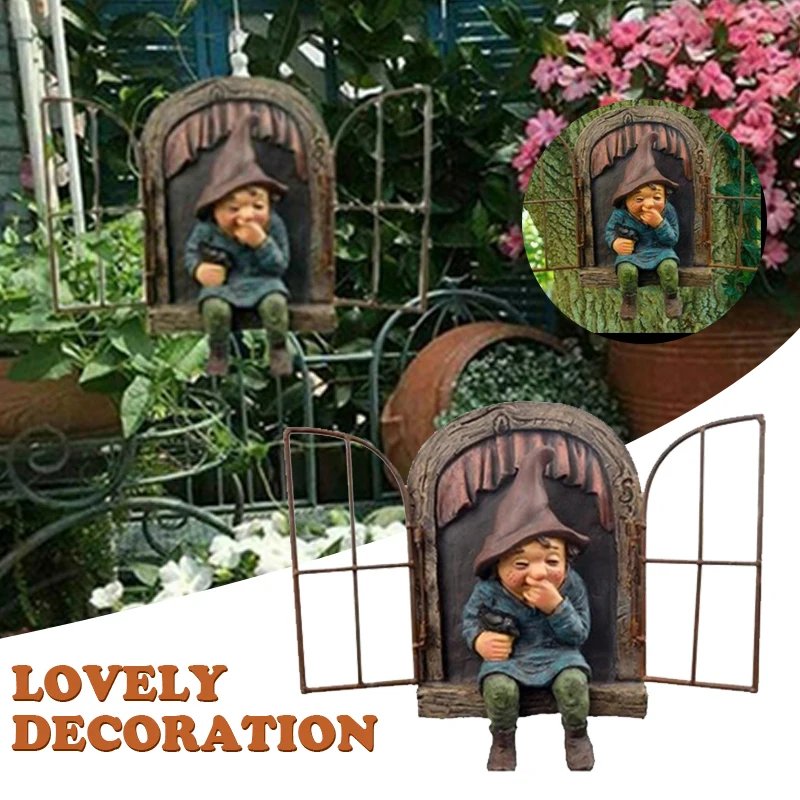 

Resin Naughty Garden Gnome Garden Decoration 5 Inch Statue White Old Man Fairy Garden Ornament Accessories Elves Desk Decor Gift