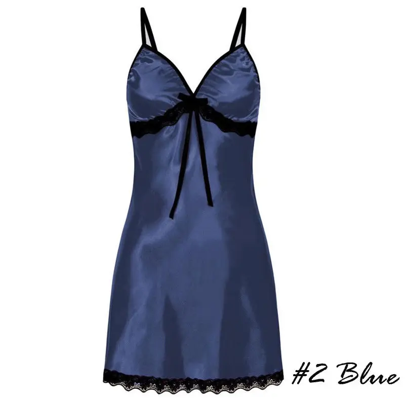 Сексуальное нижнее белье для женщин: кружевное шелковое сатиновое ночное платье без рукавов с V-образным вырезом и размером плюс 3XL. Ночная рубашка-пеньюар.