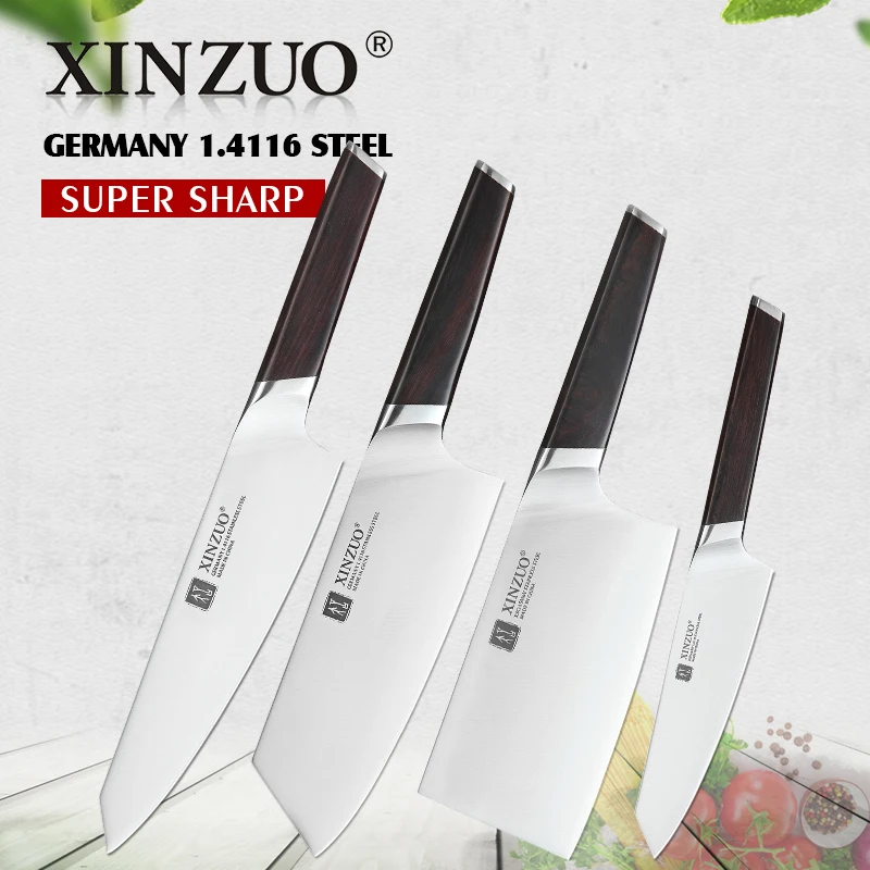 XINZUO 4 шт. набор кухонных ножей из нержавеющей стали Chef Cleaver нож для нарезки фруктов универсальный нож g10 Ручка кухонные инструменты аксессуары