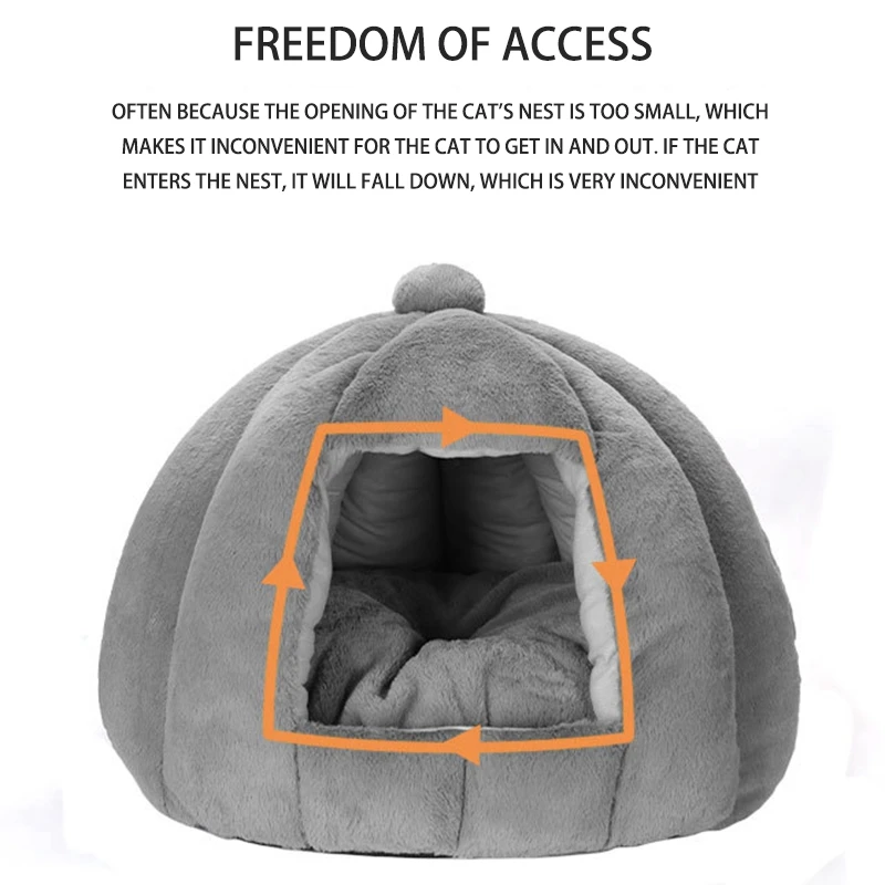

Winter Removable Cat Bed House Yurt Shaped Bed Dog Sleeping Mat Pad Nest Kennel Comfortable Warm Pet Cushion Puppy Nest