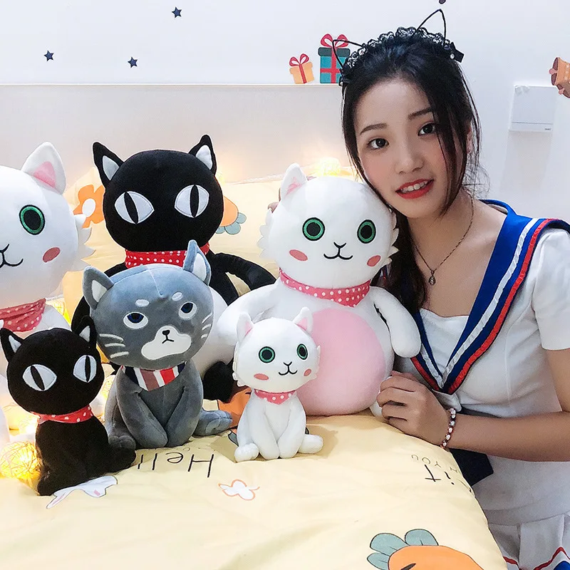 Хит милые новые плюшевые куклы для кошек 20 см/30 см/50 см мягкие игрушки Aniamls черные