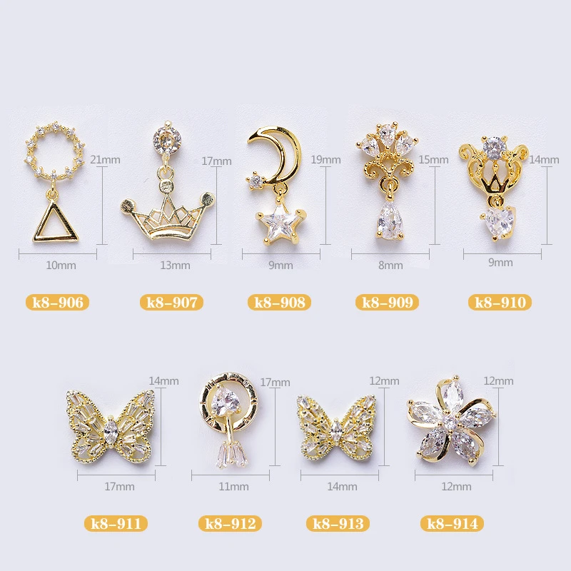 10 шт. блестящие циркониевые Роскошные сплав 3D украшения для ногтей