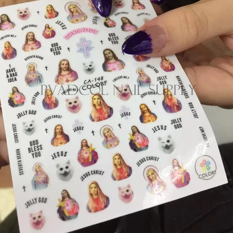 Объемные наклейки для ногтей Cherub с изображением Иисуса ангелом самоклеящиеся