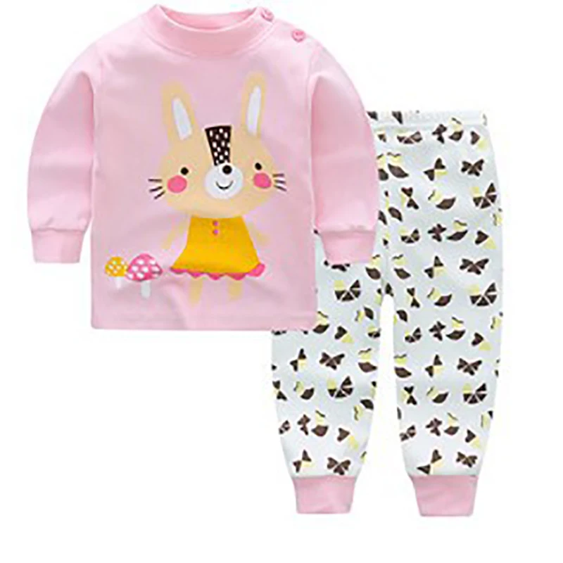 Детская футболка с длинными рукавами и штаны 2 шт. Повседневная Хлопковая пижама