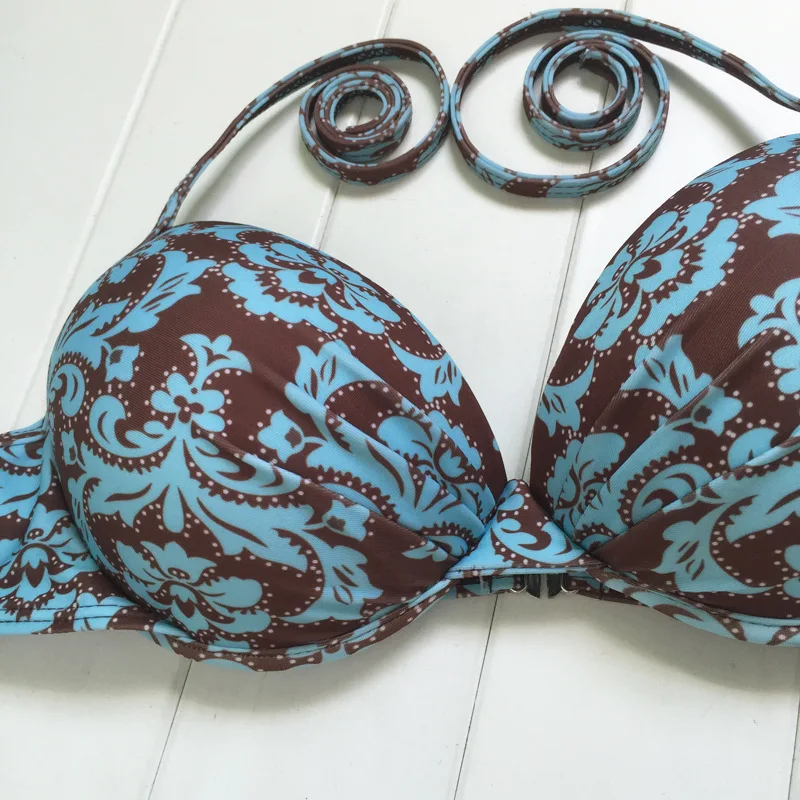 Бикини с завязками и разрезом коричневое винтажное принтом 2020 | Женская одежда