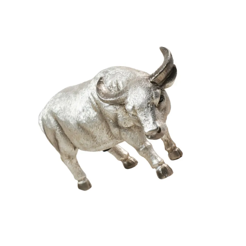 

1pc Buffalo Design Storage Jar Durable Saving Pot Resin Art Coin Bank Money Pot Gift for Kids Children Golden