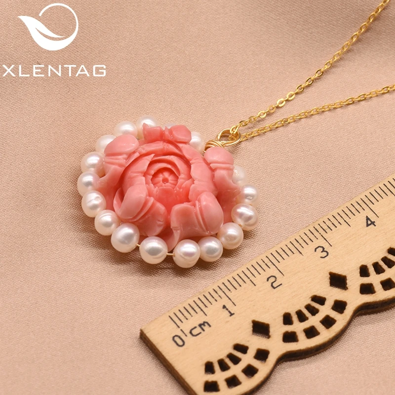 Ожерелье XlentAg с натуральным пресноводным жемчугом кораллового цвета ожерелье Egirl
