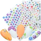 1 лист, 3D наклейки для ногтей, клейкие наклейки, цветы, листья, геометрия, фрукты, десерт, дизайны, слайдеры, тату, маникюрные украшения