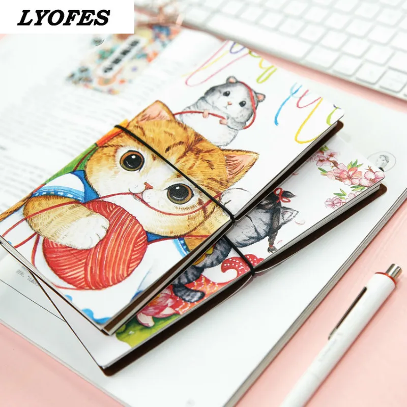 

Kawaii Fortune Cat из искусственной кожи Обложка Блокнот Путешествия Дневник Книга упражнения Связывание Note Подарочный блокнот канцелярские принадлежности