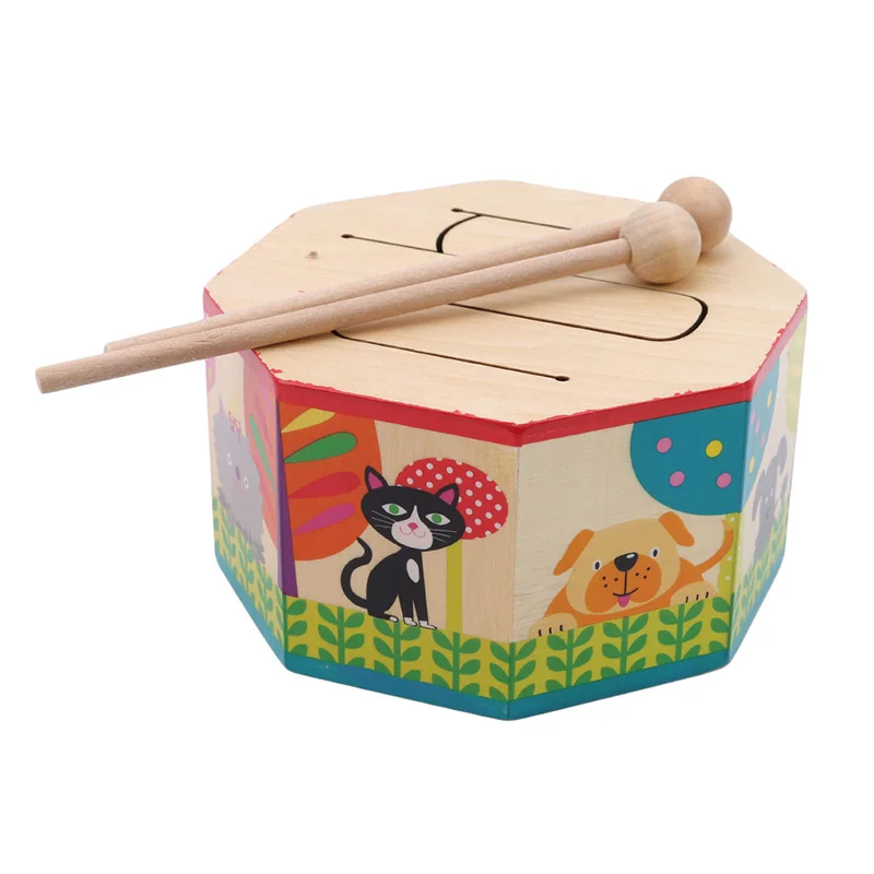 

Kids Toys Wooden Drum For Early Educational Musical Toys For Children Drum Musical Instruments Learning Puzzle Toy New