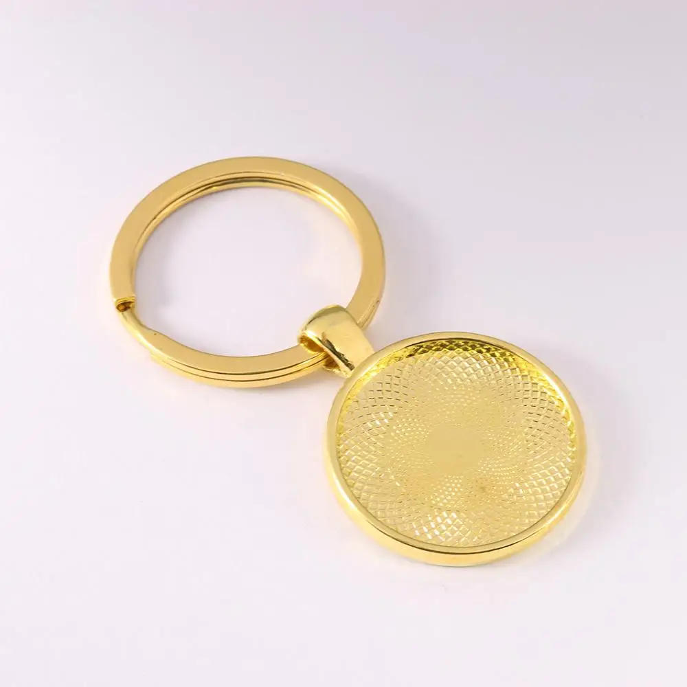 gold 5 шт./лот, брелок с подвеской, Безель, пустая, подходит для 25 мм, камея, стекло, кабошон, основа, установка, сделай сам, брелок для ключей, принадлежности для ювелирных изделий - Цвет: gold