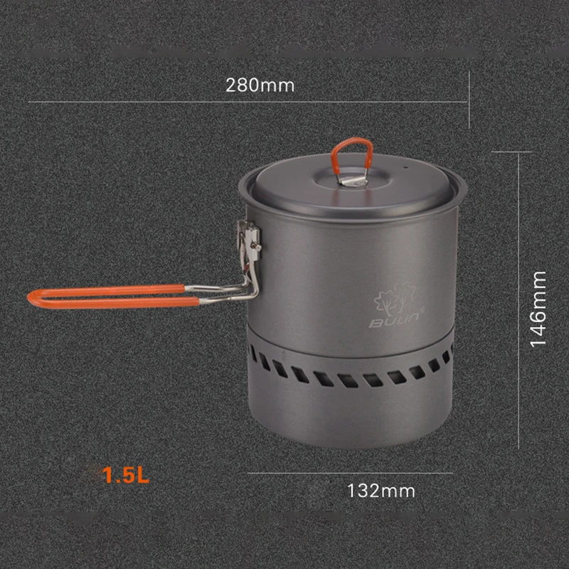 

1.5L Foldable Designed Pot Aluminum Alloy Abrasion Resistance Cooking Cookware Hiking High Capacity