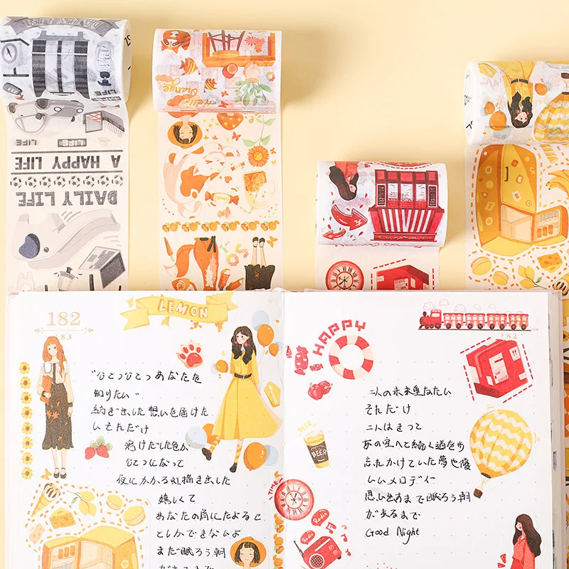 

Декоративная Маскировочная лента Kawaii, милый Скрапбукинг, лента Washi, канцелярские корейские Стикеры, принадлежности для офиса и школы, 009