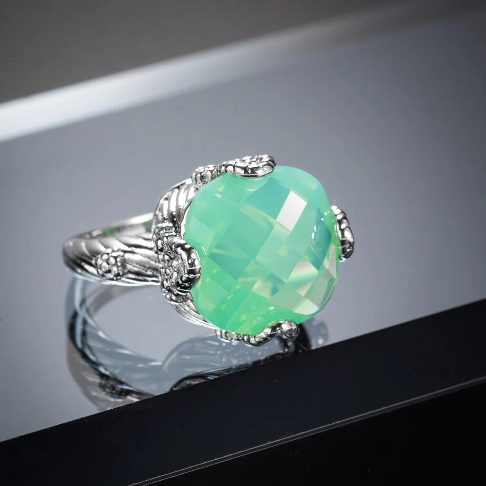 Роскошные серебряные кольца для женщин Свадебные обручальные с зеленым