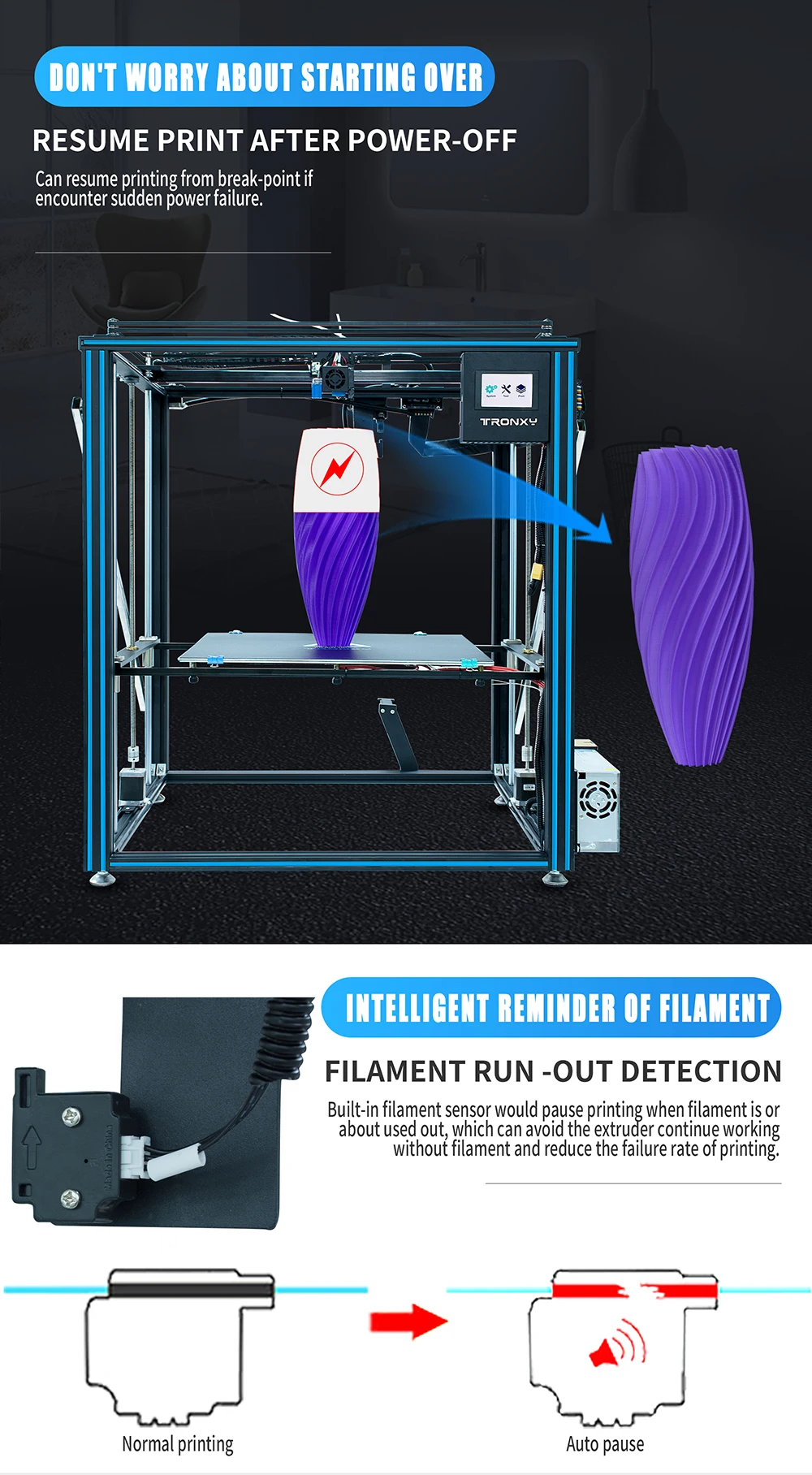 Новое поступление Tronxy X5SA-500 Pro Модернизированный 3d принтер FDM линейный направляющий рельс Высокая точность большой размер ультра-тихий автоматическое выравнивание