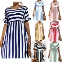 2021 new striped stitching dress plus size dress sexy dress maxi dresses for women summer 2021 cheap