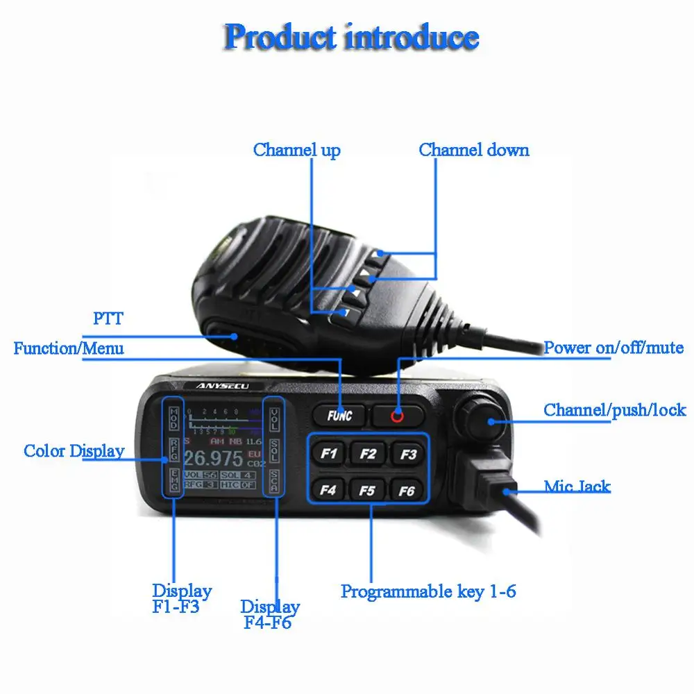 A-CB-27 CB радио 26 965-27 405 МГц AM/FM 12/24 v 4 ватт ЖК schermo короткие программы Citizen Band мульти-Le