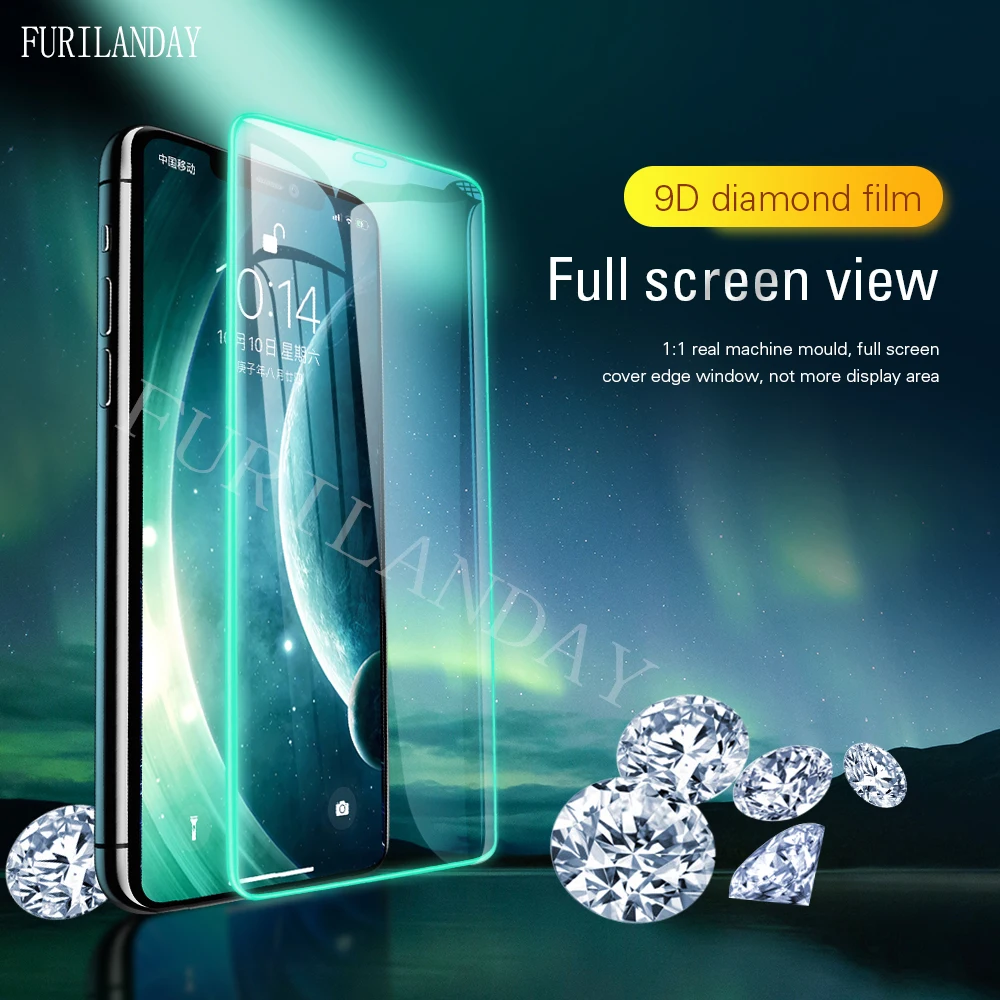 

Светящееся изогнутое защитное закаленное стекло для iPhone X XS 11 Pro Max XR, Защитное стекло для экрана iPhone 7 8 6 Plus, стеклянная пленка