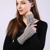 vestiti donna inverno ingerless gloves women autumn and winter hemp pattern short woolen knitted warm half finger glove