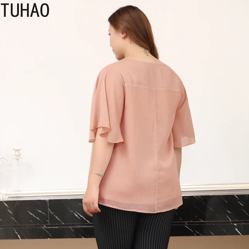 TUHAO размера плюс 10XL 8XL 6XL женские шифоновые блузки топы летние блузы с коротким