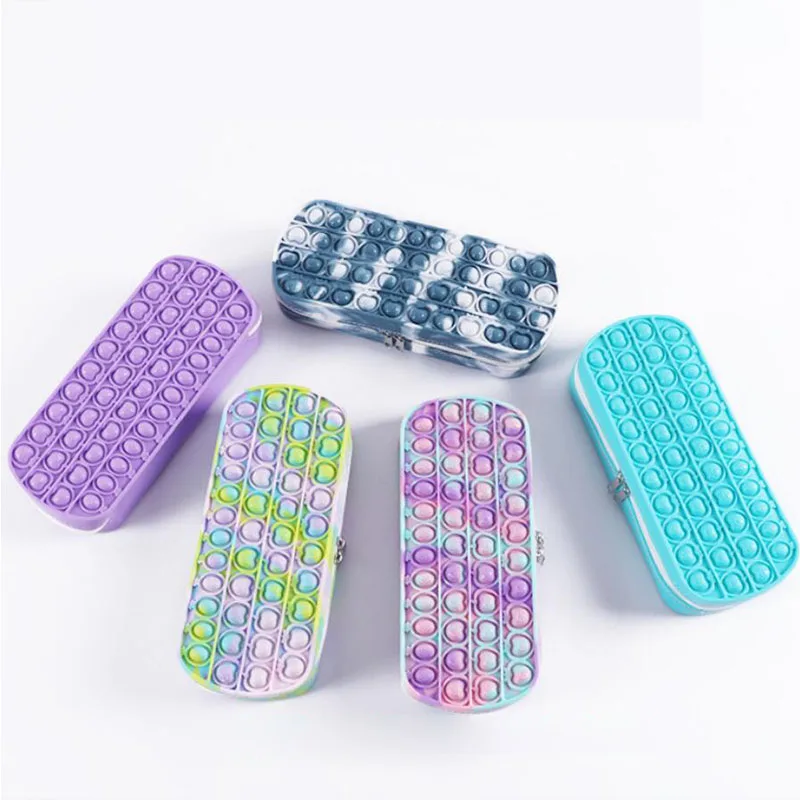

10 pcs/lot Camouflage BUBBLE FIDGET Pencil Case Cute Animal Silicone Pencil bag box Coin Purse Office School Supplies Zakka