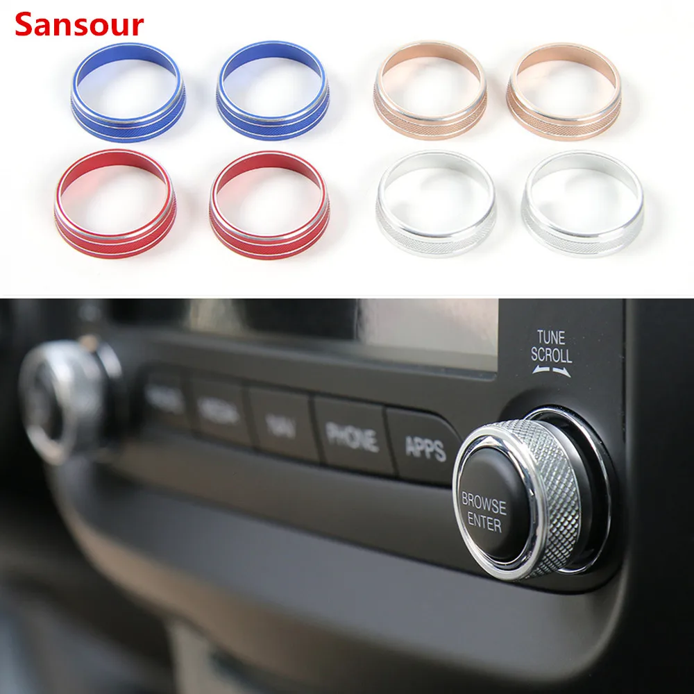 

Sansour Aluminium Alloy Car Interior Center CD Switch Button Knob Decoration Cover Ring Stickers For Compass 2017 Up Car Styling