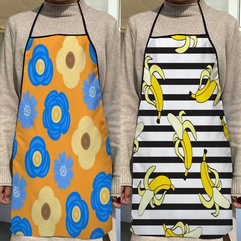 

Summer Retro Pattern Aprons Home Coffee Shop Cleaning Aprons Anti-Dirty Kitchen Accessories For Men Women 50x75cm,68x95cm
