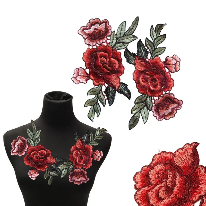 2 шт./компл. Розы Цветочный Воротник пришить патч сделай сам Обхват груди Платье