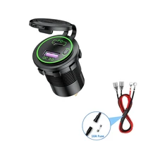 diy 12v24v pd type c car charger onoff switch qc 3 0 quick charger waterproof 36w charger power delivery with fuse 60cm cable