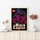 Плакат на холсте с эмблемой огня черные орлы, Настенная картина для спальни, гостиной, украшение для дома (без рамки)
