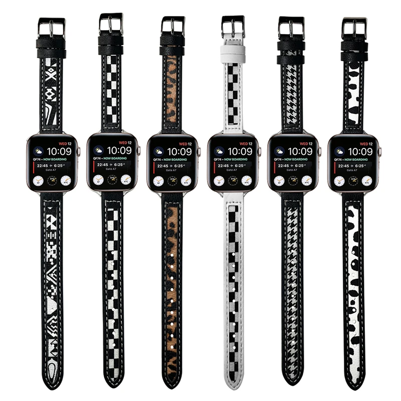 Тонкий кожаный ремешок из твида для Apple Watch Band 41 мм 45 42 38 40 44 стильный браслет iWatch