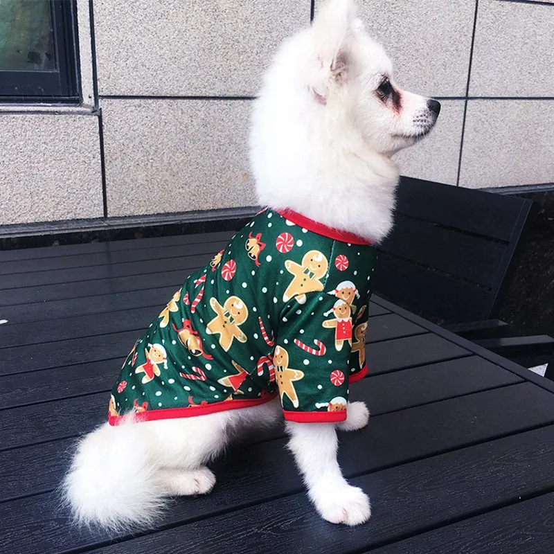 

Christmas Puppy Dog Vests Small Medium Dogs Comfortable Cotton T-shirt For Autumn Winter Puppy Christmas Vest Xmas Pet