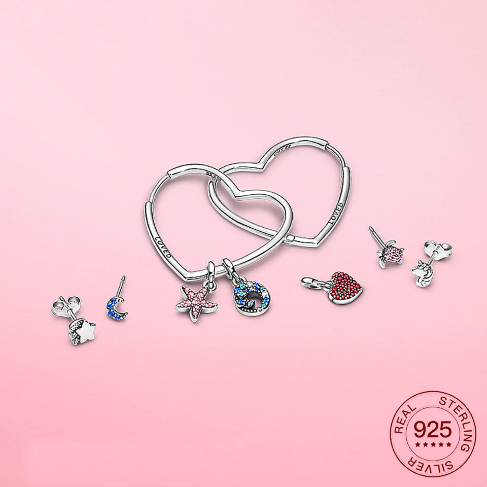 Настоящее Стерлинговое Серебро любят в форме сердца серьги-обручи серьги для Для