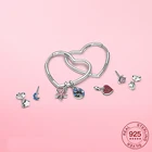 Настоящее Стерлинговое Серебро любят в форме сердца серьги-обручи серьги для Для женщин S925 серьга из овечьей шкуры с амулетами для оригинальный Милли браслеты с подвесками