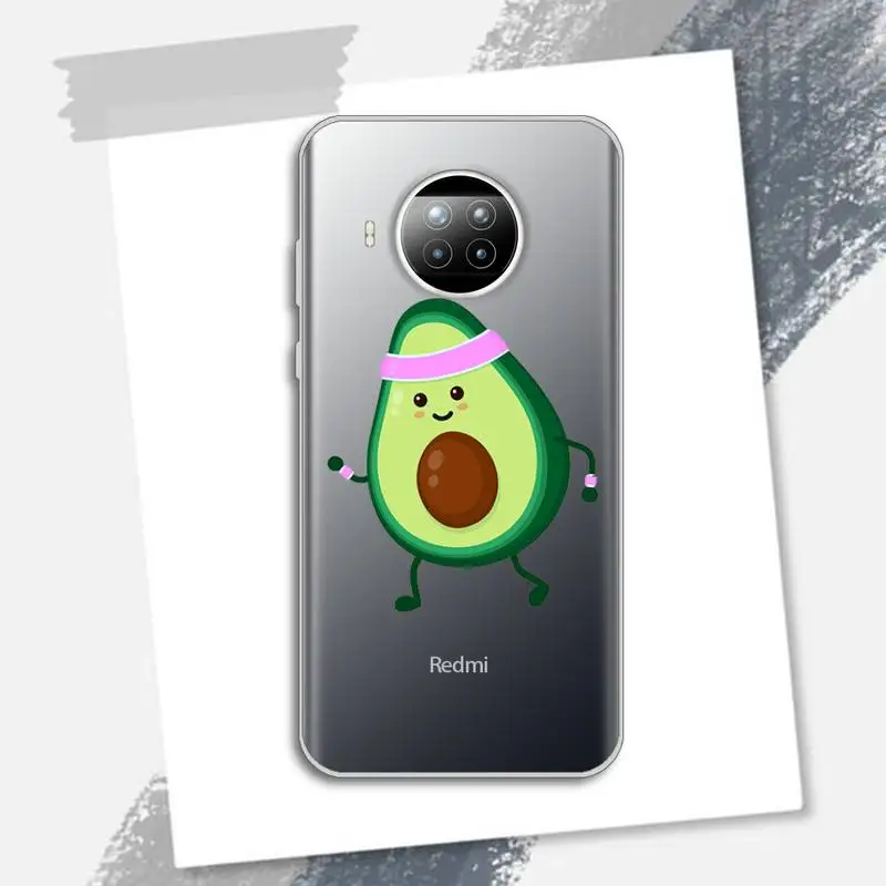 

Avocado cartoon cute food Phone Case Transparent for Xiaomi Redmi note 10 t 8 9 pro lite 11